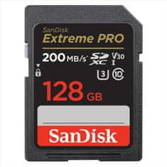 SanDisk Pamäťová karta Extreme PRO 128GB SDXC 200MB/s / 90MB/s, UHS-I, Class 10, U3, V30