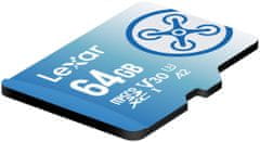 LEXAR pamäťová karta 64GB FLY High-Performance 1066x microSDXC UHS-I, (čítanie/zápis: 160/60MB/s) C10 A2 V30 U3