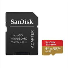 SanDisk Pamäťová karta Extreme microSDXC 64 GB 170 MB/s / 80 MB/s A2 C10 V30 UHS-I U3, adaptér