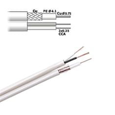 Solex Koaxiálny kábel RG59+NAP 2x0,35mm biely s napájaním KAB0027