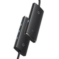 BASEUS Rozbočovač 4 v 1 Baseus Lite Series USB-C na 4x USB 3.0 + USB-C, 2 m (čierny)