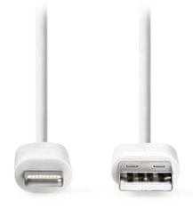 Nedis synchronizačný a nabíjací kábel / Apple Lightning 8-pin zástrčka - USB A zástrčka / biely / bulk / 1m