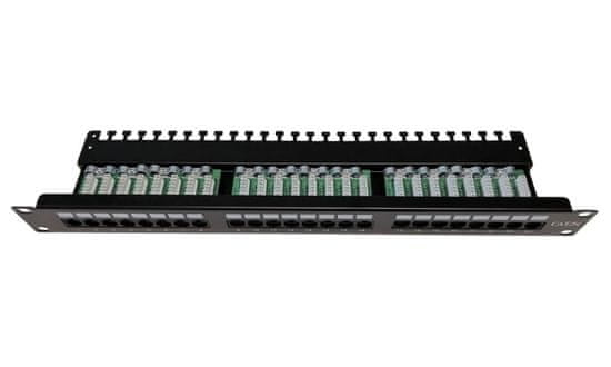 XtendLan Patch panel 19", 24 portov, C5E, vyväzovacie úchytky, 2xAu