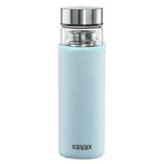 Xavax To Go, sklenená fľaša na horúce/studené/sýtené nápoje, 450 ml, sitko, neoprénový obal