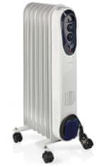 Nedis prenosný olejový radiátor/ termostat/ spotreba 1500 W/ 7 rebier/ 3 nastavenia teploty/ ochrana proti prevráteniu/biely