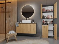 Topeshop Kúpeľňová skrinka s košom na bielizeň NEL ART II dub artisan/antracit