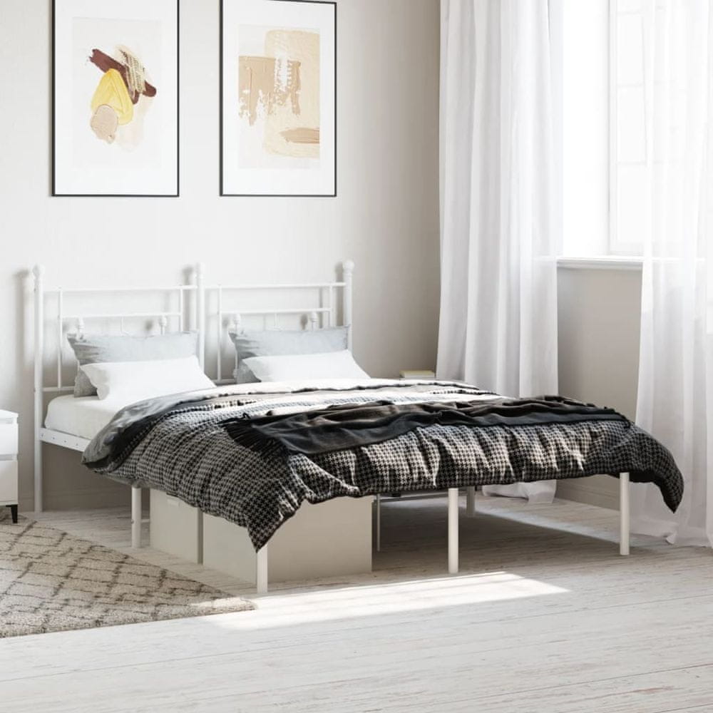 Petromila vidaXL Kovový rám postele s čelom biely 140x200 cm