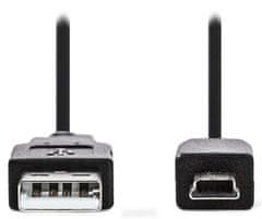 Nedis kábel USB 2.0/ zástrčka USB-A - zástrčka USB Mini-B 5 pinov/ čierny/ bulk/ 3m