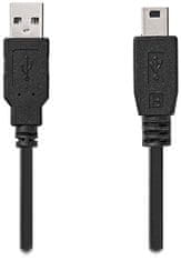 Nedis kábel USB 2.0/ zástrčka USB-A - zástrčka USB Mini-B 5 pinov/ čierny/ bulk/ 3m