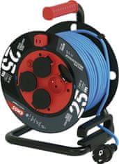 EMOS Počasí odolný prodluž. kabel na bubnu 25 m / 4 zásuvky / modrý / silikon / 230 V / 1,5 mm2