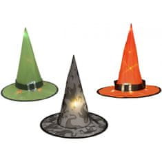 Europalms Čarodejnícke čiapky Halloween, súprava 3 ks, osvetlená, 36 cm