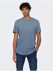 ONLY&SONS Modré pánske basic tričko ONLY & SONS Matt Longy M