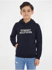 Tommy Hilfiger Tmavomodrá chlapčenská mikina s kapucňou Tommy Hilfiger 116