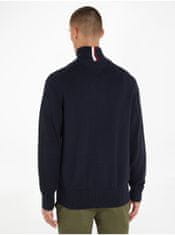 Tommy Hilfiger Tmavo modrý pánsky sveter na zips Tommy Hilfiger Monotype Chunky S