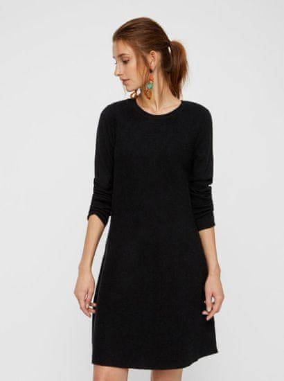 Vero Moda Čierne svetrové šaty s dlhým rukávom VERO MODA Nancy