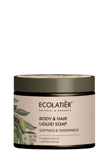 Ecolatier tekuté mydlo na telo a vlasy „jemnosť a citlivosť“ OLIVA