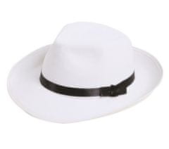 Guirca Mafiánský pánsky klobúk biely s mašlou