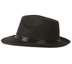 Guirca Mafiánský pánsky klobúk čierny s čiernou mašľou