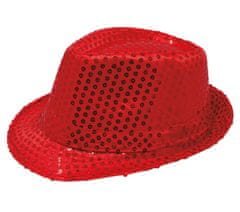 Guirca Párty klobúk červený s trblietkami