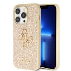 Guess Zadný kryt PU Fixed Glitter 4G Metal Logo pre iPhone 15 Pro Max Gold