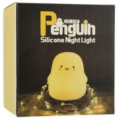 KIK KX4112 Detské silikónové LED nočné svetlo biely tučniak