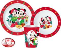 Stor Vianočný riad Disney Minnie a Mickey, mikro plastový set, s pohárom 260 ml