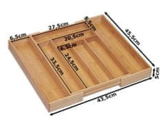 Verk 27055 Bambusový organizér do zásuvky, 8 priehradok, 45 cm