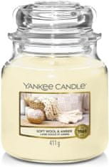 Yankee Candle Klasická vonná sviečka v sklenenom obale Soft Wool a Amber 368g