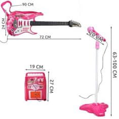 Kruzzel 22407 Detská elektrická gitara s mikrofónom ružová