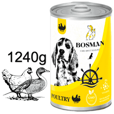 Bosman konzerva pre dospelých psov s hydinou 1240g