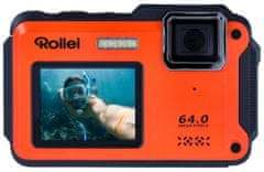 Rollei Sportsline 64 Selfie/ 64 MPix/ 16x zoom/ 2,8" LCD+ 2"LCD/ 4K video/ Vodeodolný 5m/ Oranžový