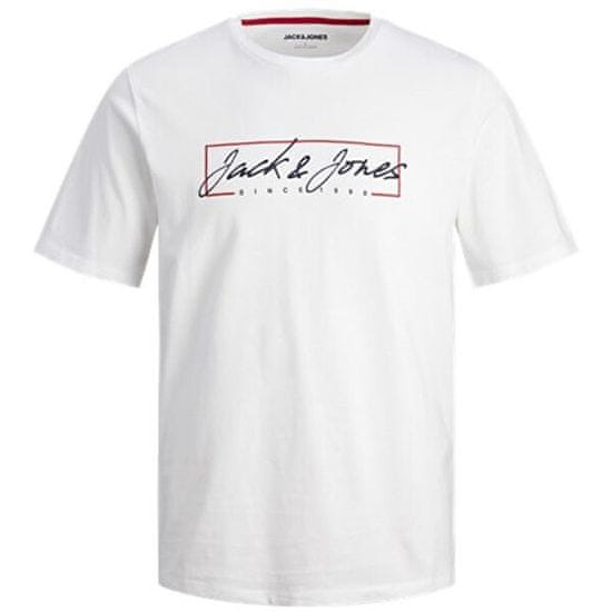 Jack&Jones Plus Pánske tričko JJZURI Standard Fit 12254910 White