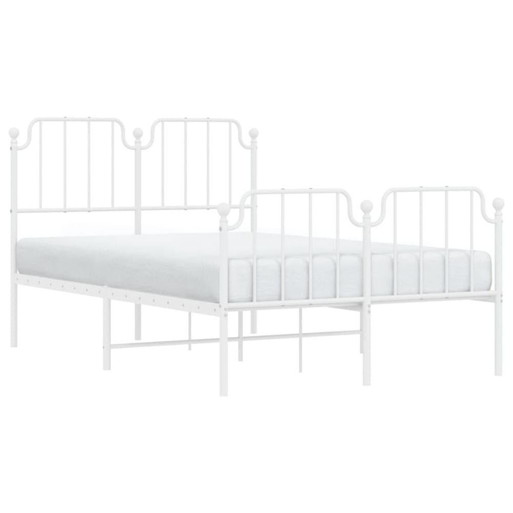 Vidaxl Kovový rám postele s predným a zadným čelom biely 120x200 cm