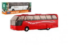 Dromader Autobus Welly Super Coach kov/plast 19cm na zpětné natažení 2 barvy v krabičce 22,5x8x5cm