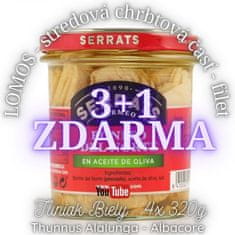 Serrats 3+1 Zdarma Tuniak biely (dlhoplutvý) Thunnus Alalunga, filety v olivovom oleji 4x320g 