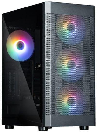 Zalman skriňa i4 TG / Middle Tower / 4x 140 mm RBG LED fan / 2x USB 3.0 / 1x USB 2.0 / mesh panel / tvrdené sklo / čierna