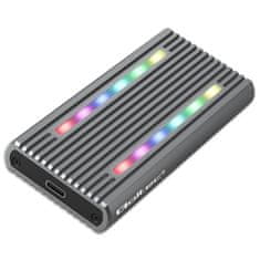 Qoltec Skriňa | M.2 SSD šachta | SATA | NVMe | RGB LED | USB-C | 4TB