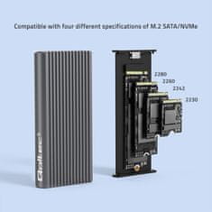 Qoltec Skriňa | M.2 SSD šachta | SATA | NVMe | RGB LED | USB-C | 4TB