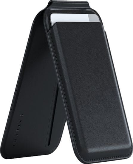 Satechi magnetický stojánek / peněženka Vegan-Leather pro Apple iPhone 12/13/14/15 (všechny modely), čierná