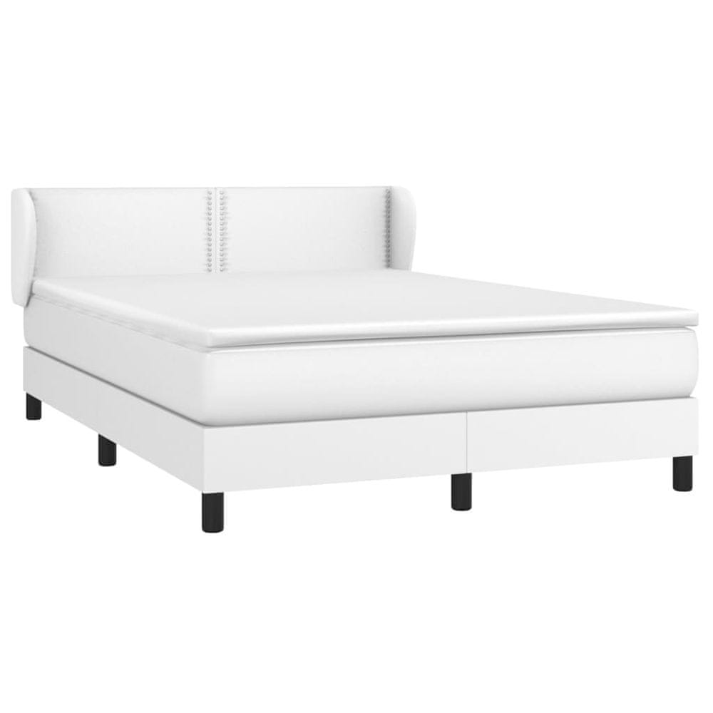 Vidaxl Boxspring posteľ s matracom biela 140x200 cm umelá koža