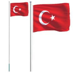 Vidaxl Turecká vlajka a tyč 6,23 m hliník