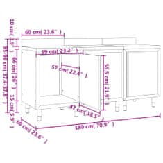 Vidaxl Gastro pracovný stôl so skrinkami 180x60x96 cm nehrdzavejúca oceľ