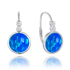 MINET Trblietavé strieborné náušnice s modrými opálmi a zirkónmi