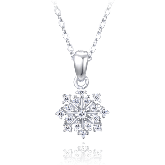 MINET Strieborný náhrdelník v tvare snehovej vločky so zirkónmi