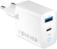CPA Forever síťová nabíječka TC-06-20AC, USB-C, USB-A, 20W, biela