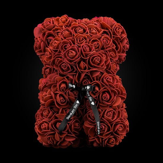 Medvídárek Simple medvedík z ruží 25cm - tmavo červený