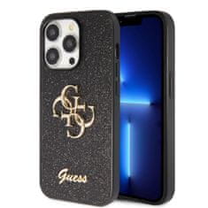 Guess Zadný kryt PU Fixed Glitter 4G Metal Logo pre iPhone 15 Pro Max Black