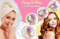 CoolCeny Osuška na vlasy - Turban Hair Wrap - Ružová