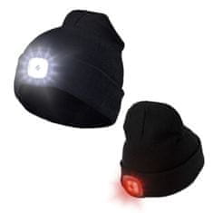 KesTek Pletená čiapka s dvojitým LED svetlom, čierna
