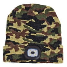 KesTek Pletená čiapka s LED svetlom, camouflage
